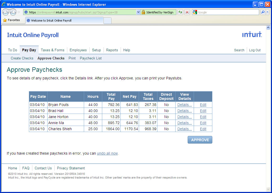 intuit payroll login employee