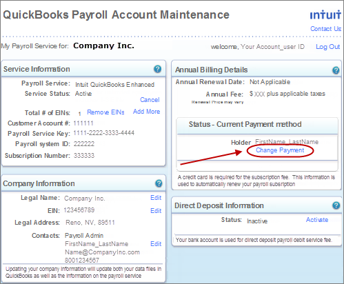 quickbooks payroll service corporate office address