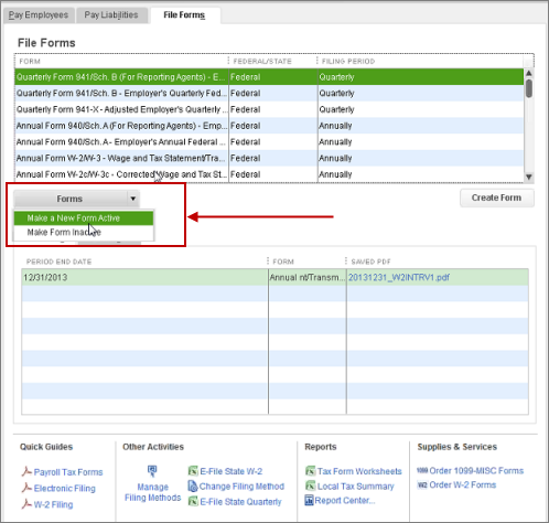 w2s from quickbooks payroll service