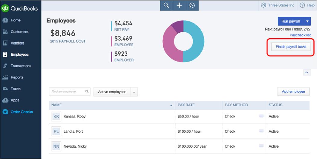 quickbooks payroll service for two employees
