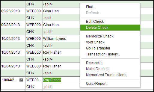 deleting a check in quickbooks payroll service