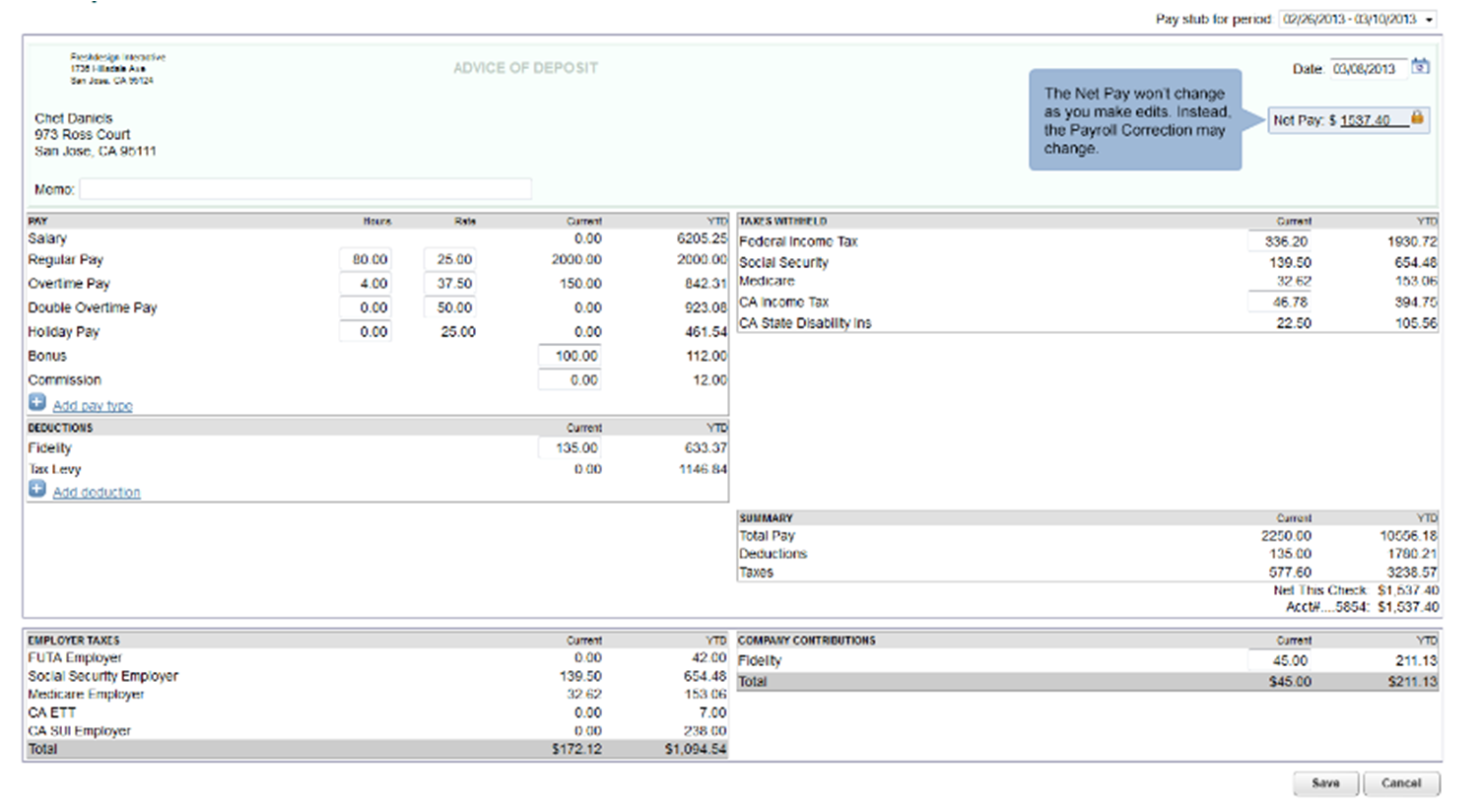 quickbooks payroll service new ein