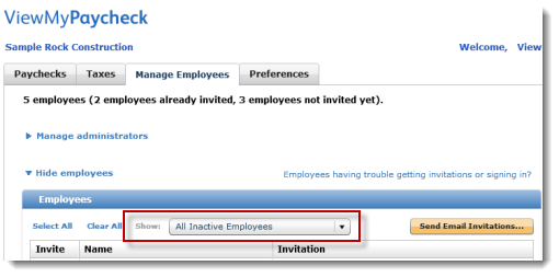 Show inactive employees