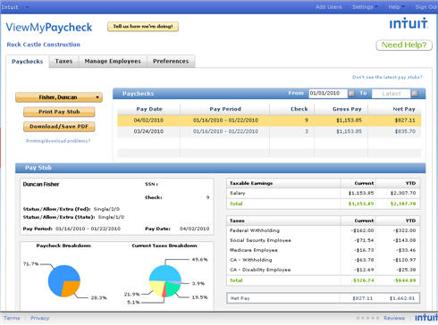 intuit view my paycheck login