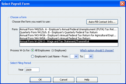 w2s from quickbooks payroll service