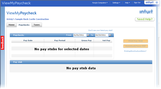 intuit payroll view my paycheck