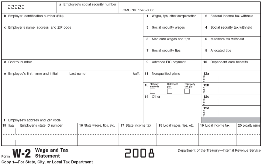 Blank W2 Form