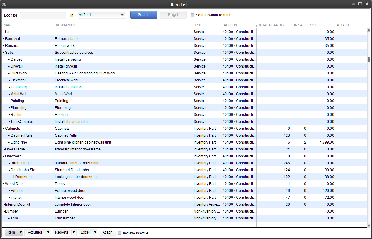 quickbooks inventory turn report by item