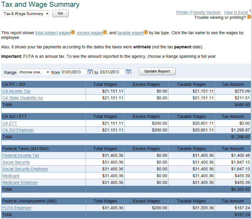 View tax reports